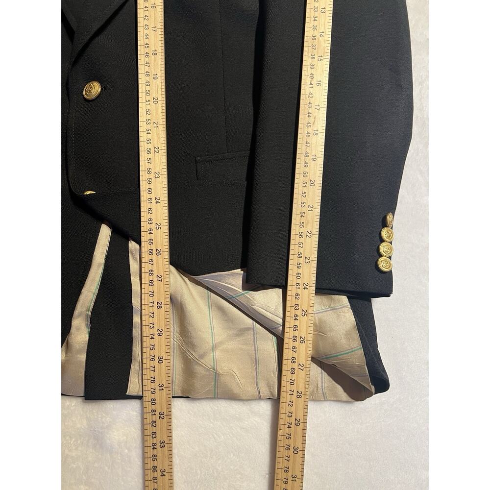 Vtg Wimbledon by Racquet Club 40R Black Gold Tone Buttons Patch Pockets Blazer - Picture 14 of 15